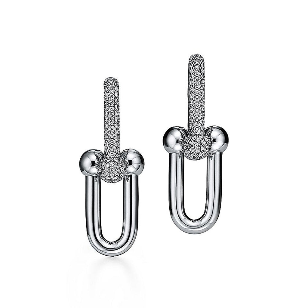 18K Tiffany HardWear Large Link Diamonds Earrings