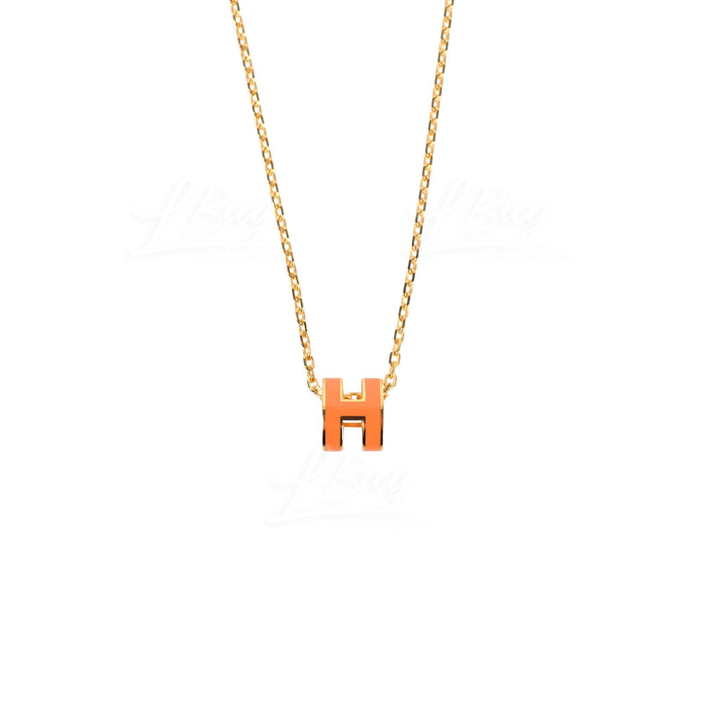 18K Mini Pop Hermes Orange Necklace
