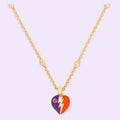 18K Double Gucci Interlocking Gucci Heart Lightning Charm Necklace