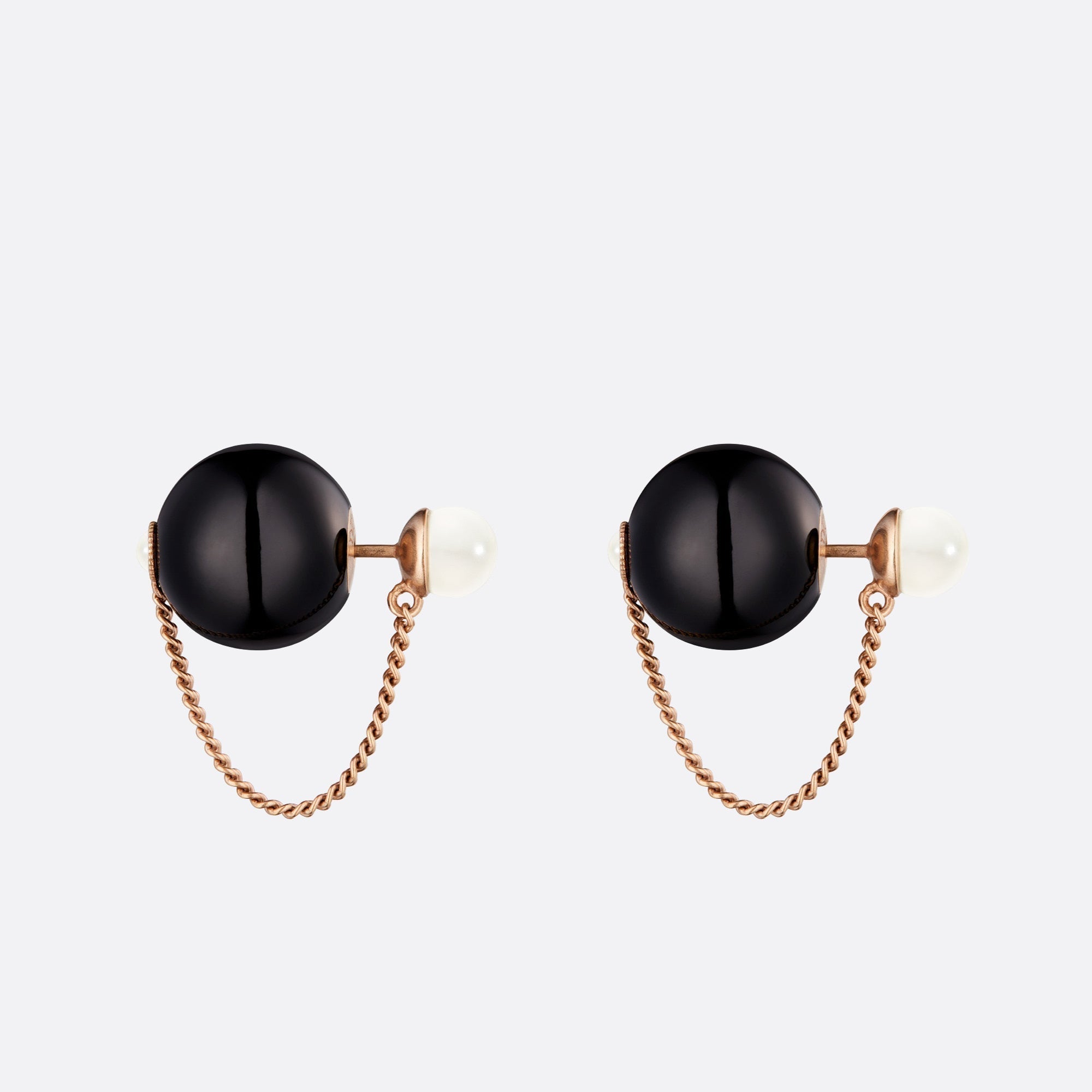 18K Dior Tribales Black Resin Pearl Earrings