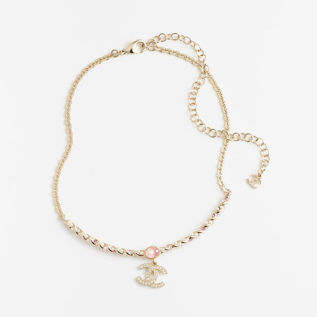 18K  Chanel Pink Crystal Necklace