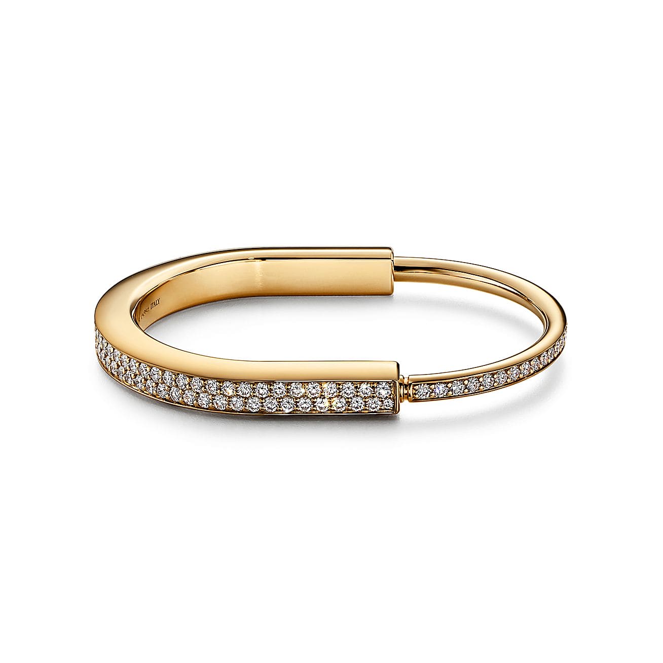 18K Tiffany Lock Bangle Full Pave Diamonds Bracelet