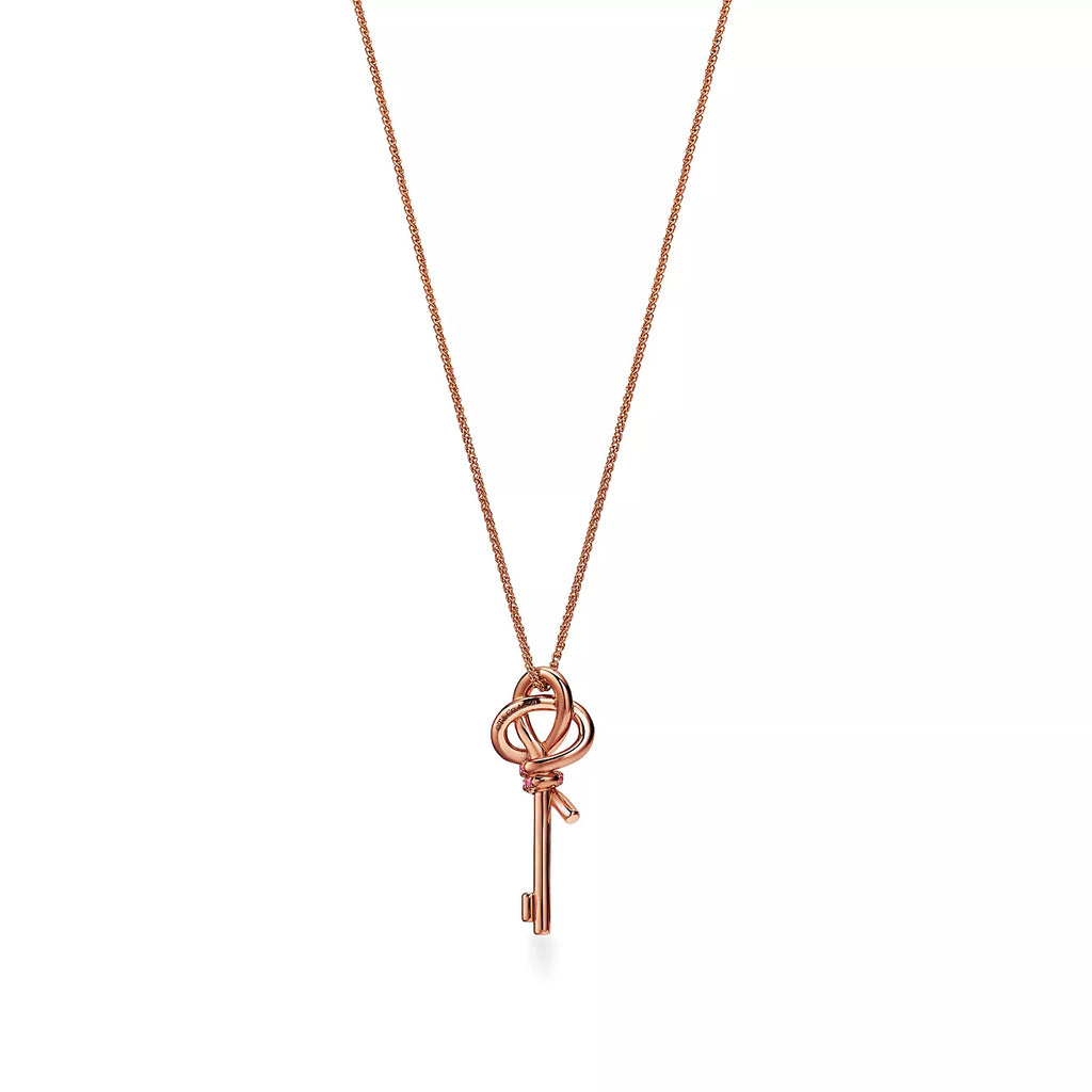 18K Tiffany Keys Woven Pink Diamonds Medium Necklace