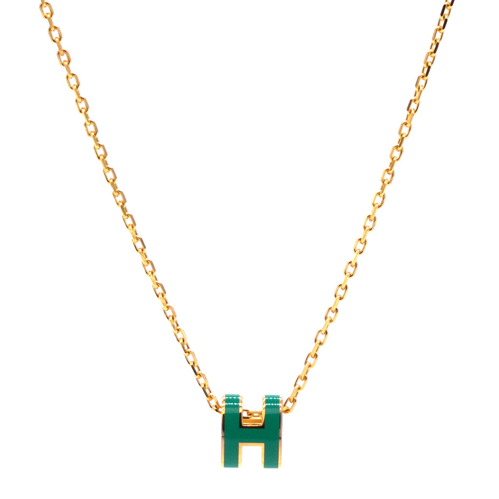 18K Mini Pop Hermes Green Necklace