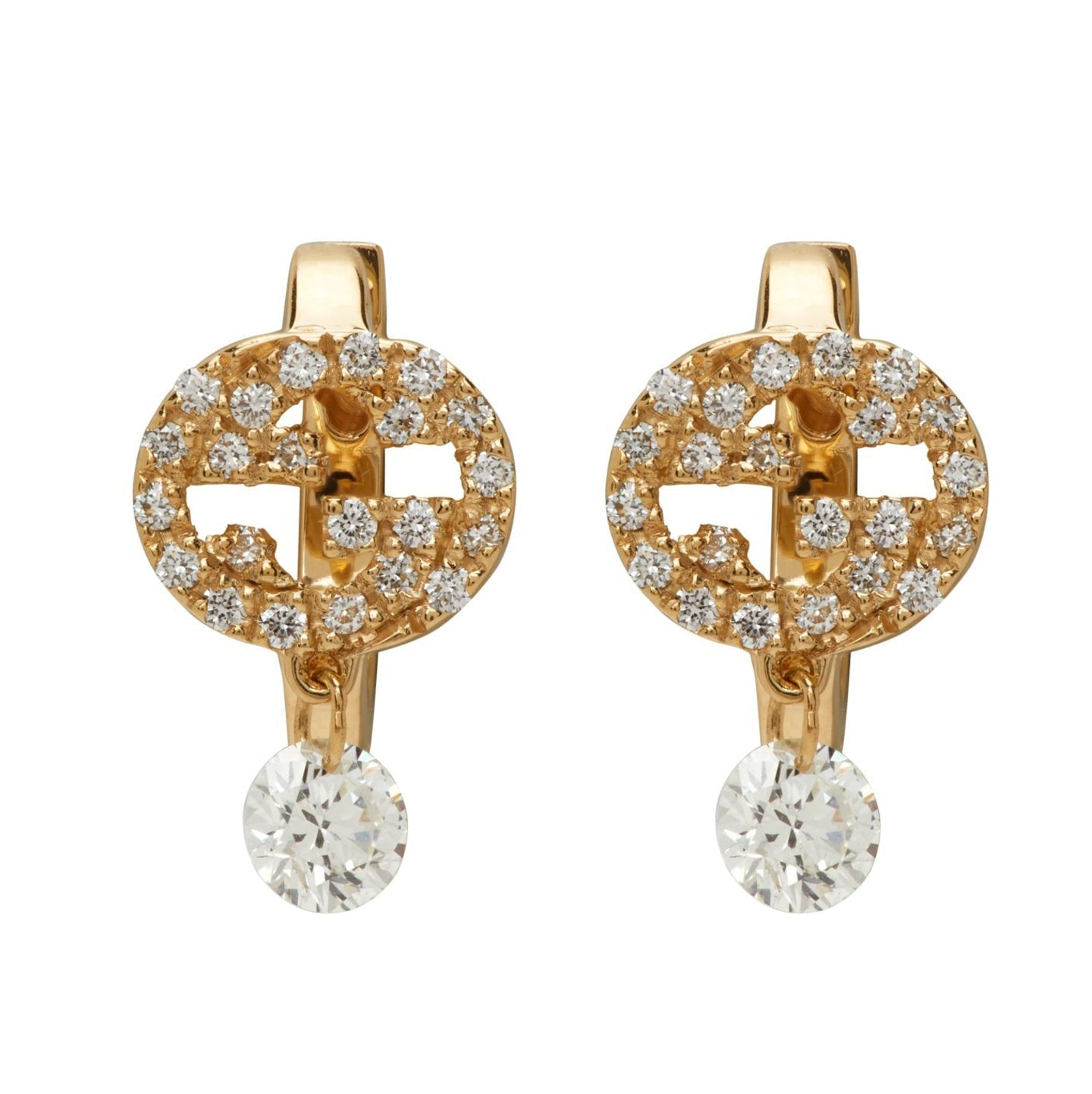 18K Double Gucci Interlocking Gucci Diamond Earrings