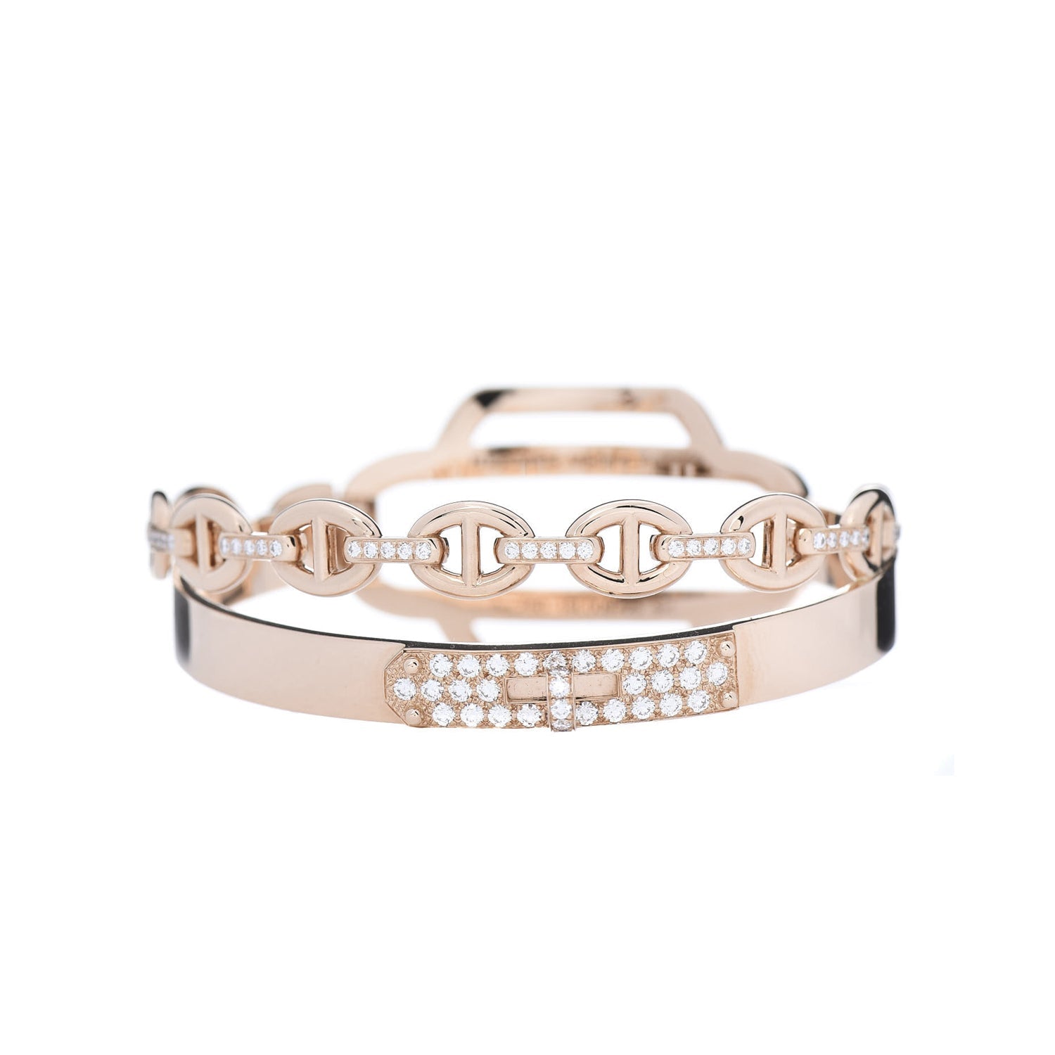 18K Kelly Double Tour Diamond Hermes Bracelet