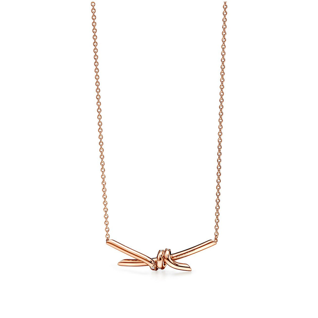 18K Tiffany Knot Pendant Diamond Necklace