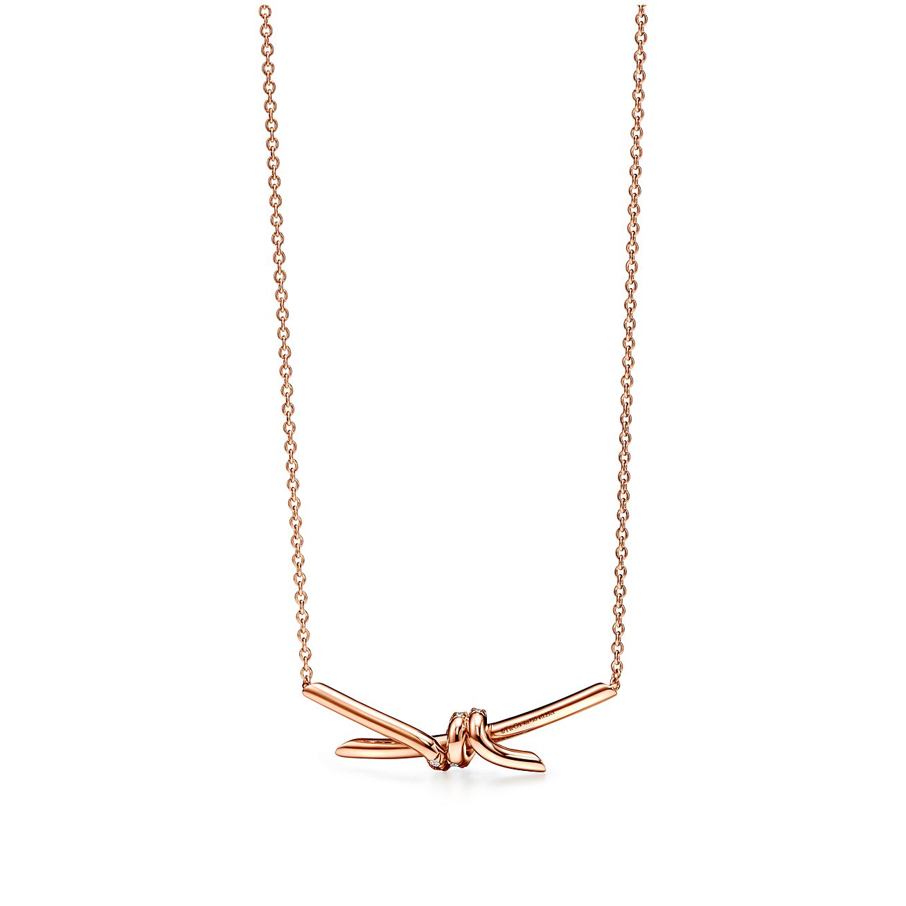 18K Tiffany Knot Pendant Diamond Necklace