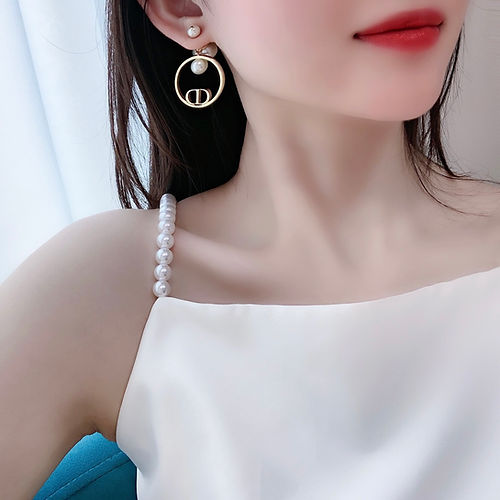 18K Dior Circle Pearls Earrings