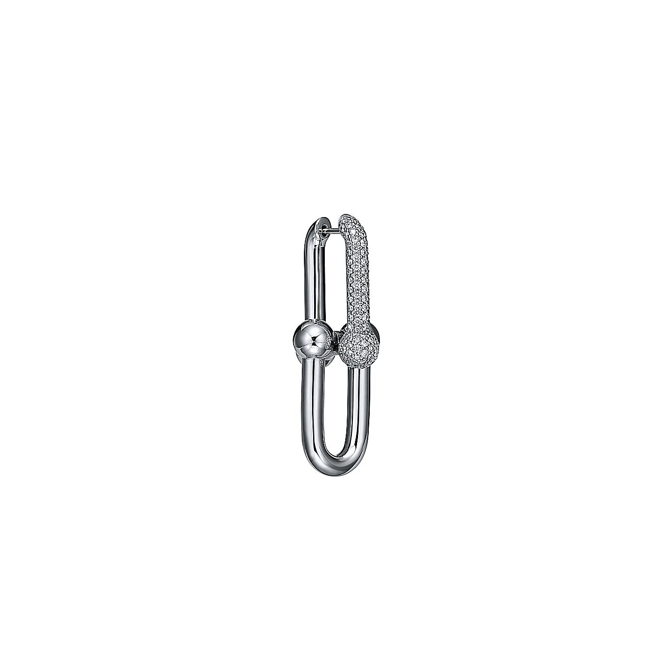 18K Tiffany HardWear Large Link Diamonds Earrings