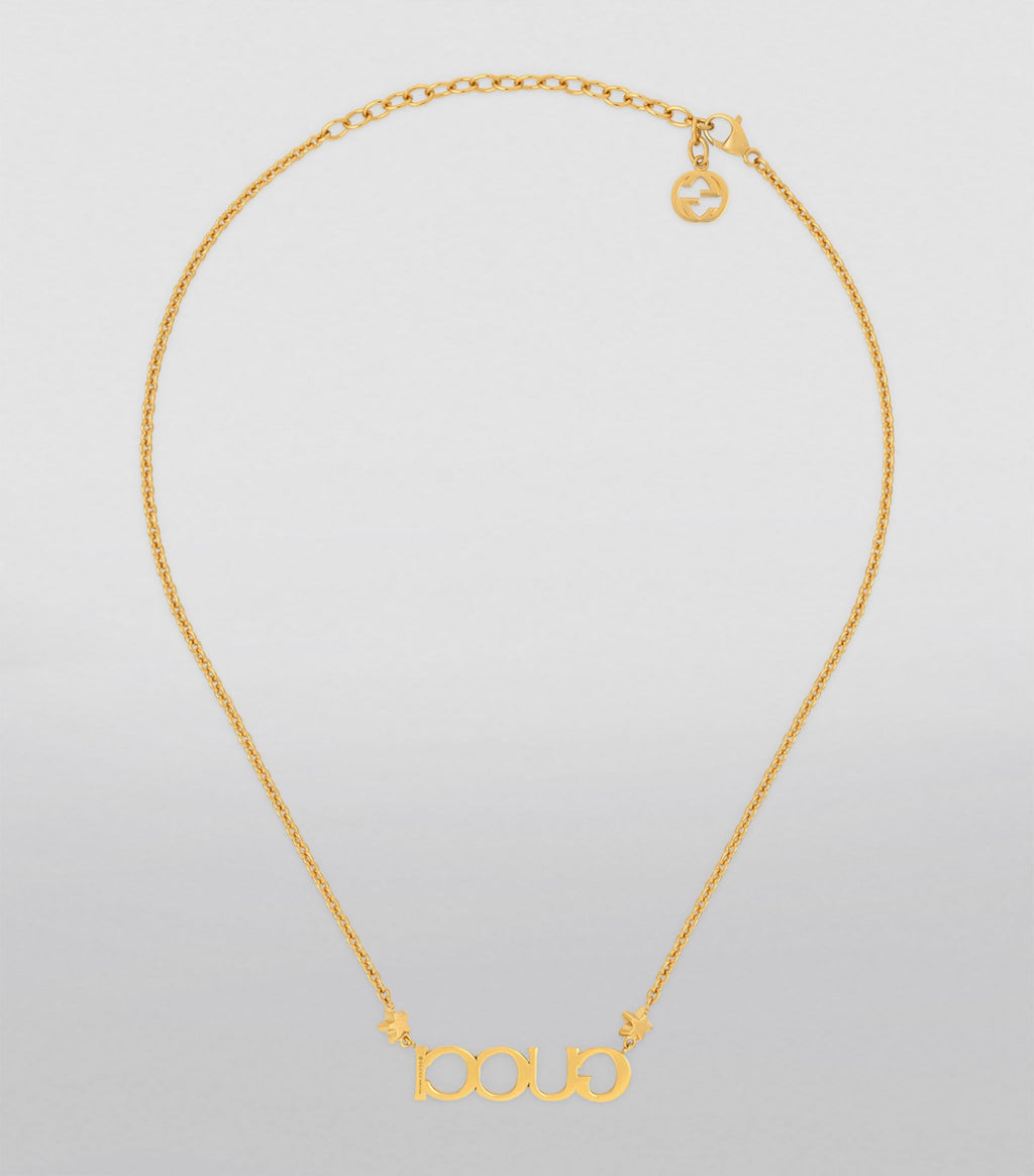 18K Double Gucci Embellished Script Letter Necklace