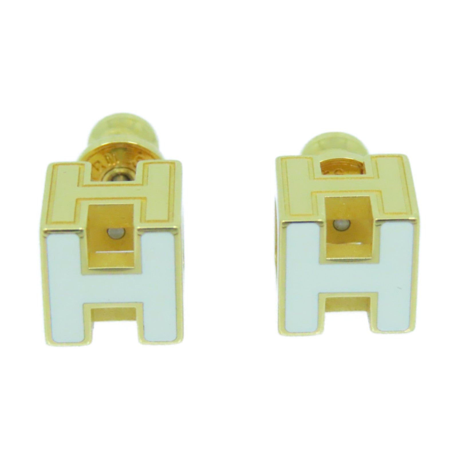 18K Cage D'H White Hermes Earrings
