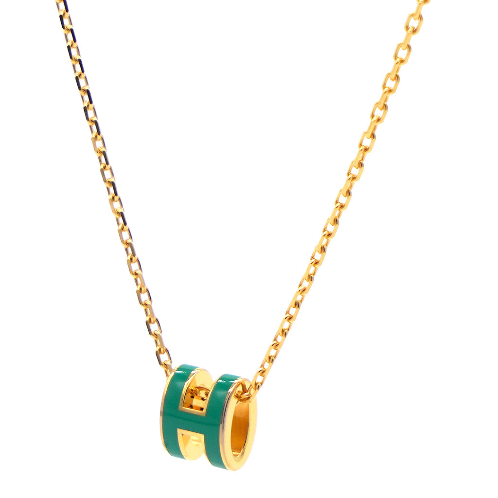 18K Mini Pop Hermes Green Necklace
