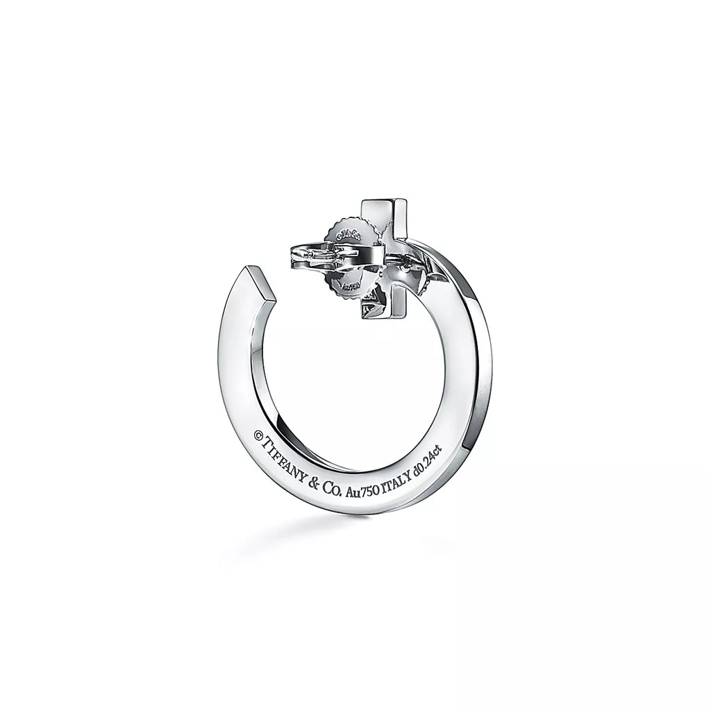 18K Tiffany T1 Open Hoop White Gold Earrings