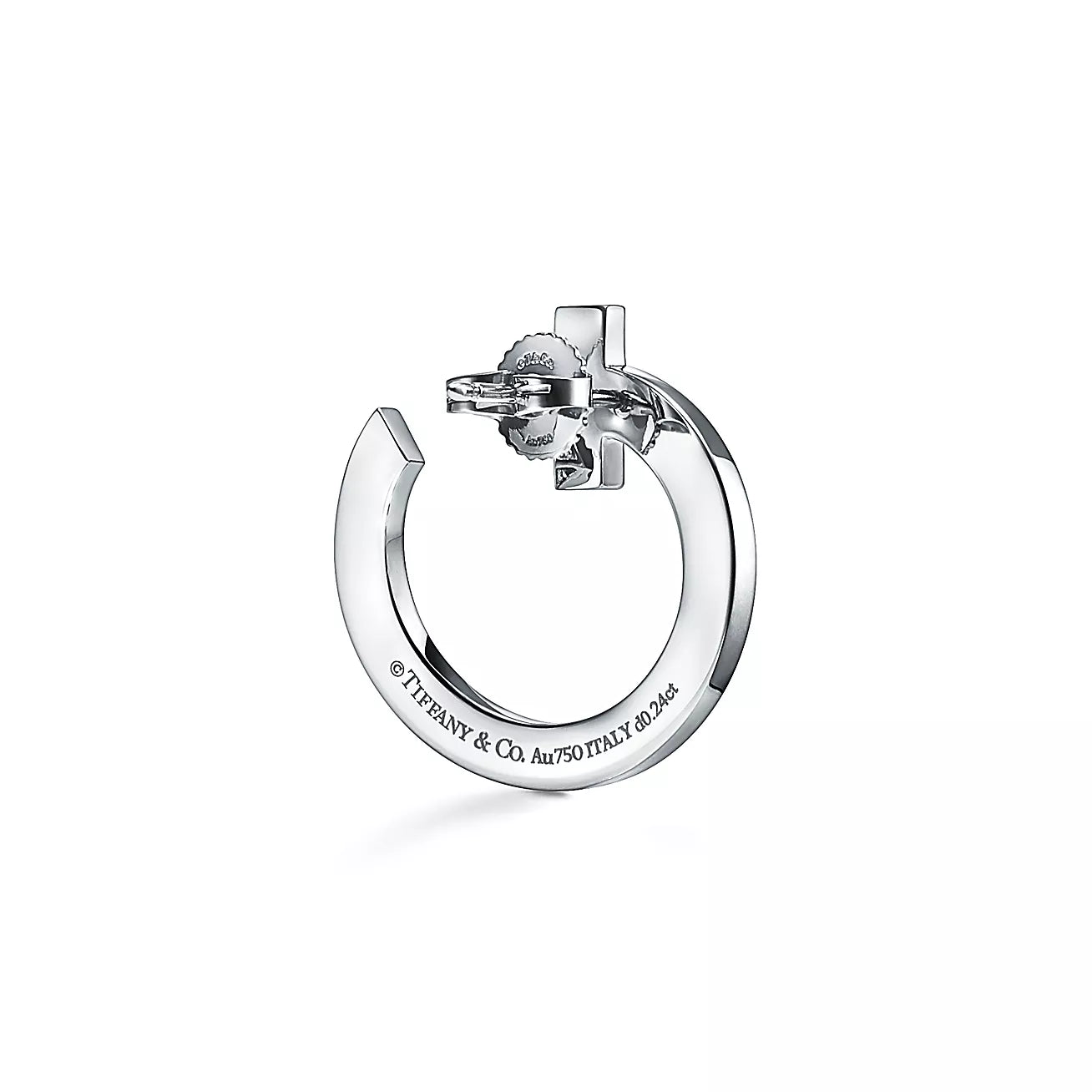 18K Tiffany T1 Open Hoop White Gold Earrings