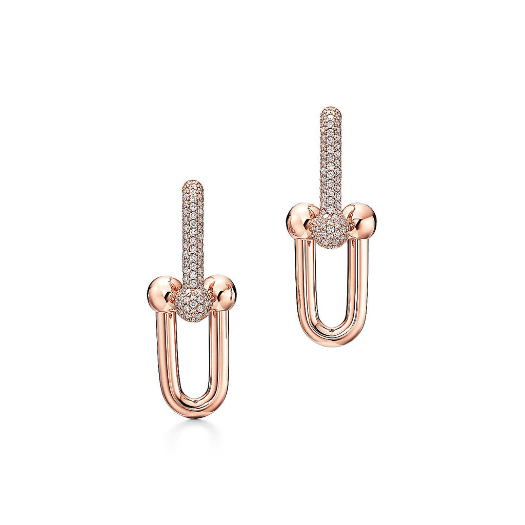 18K Tiffany HardWear Large Link Diamonds Earrings