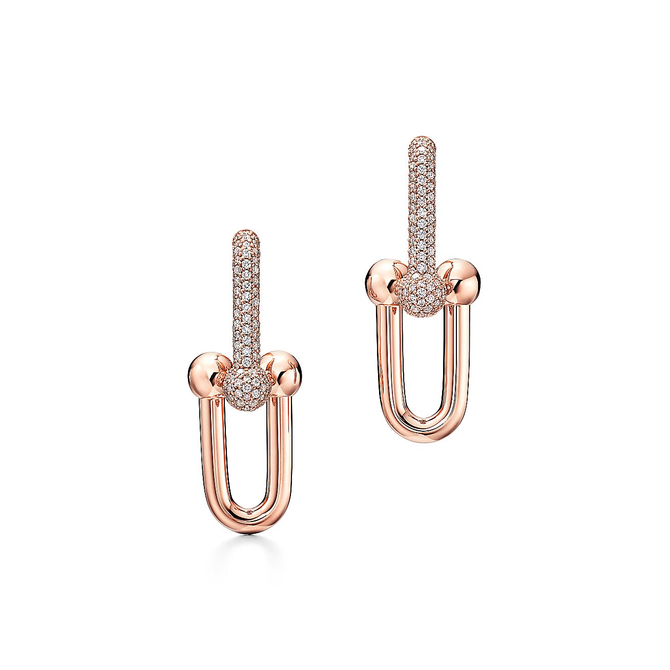 18K Tiffany HardWear Large Link Diamonds Earrings