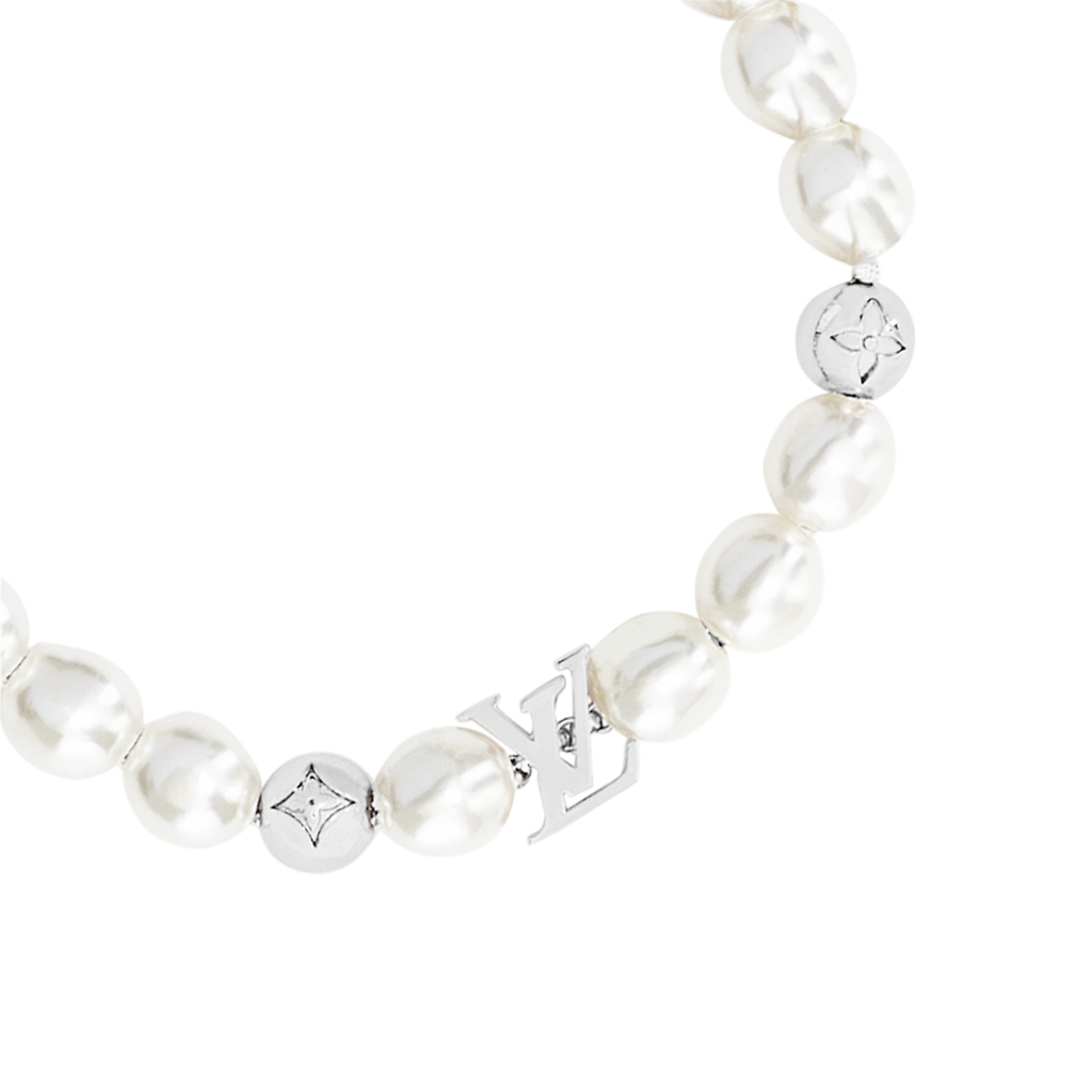 18K Louis Vuitton Monogram White Pearls Bracelet