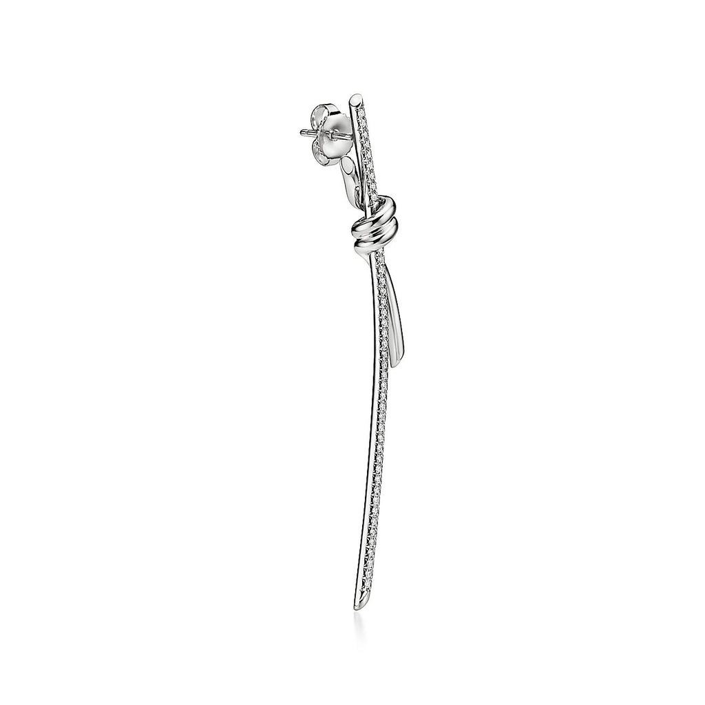 18K Tiffany Knot Drop Diamonds Earrings