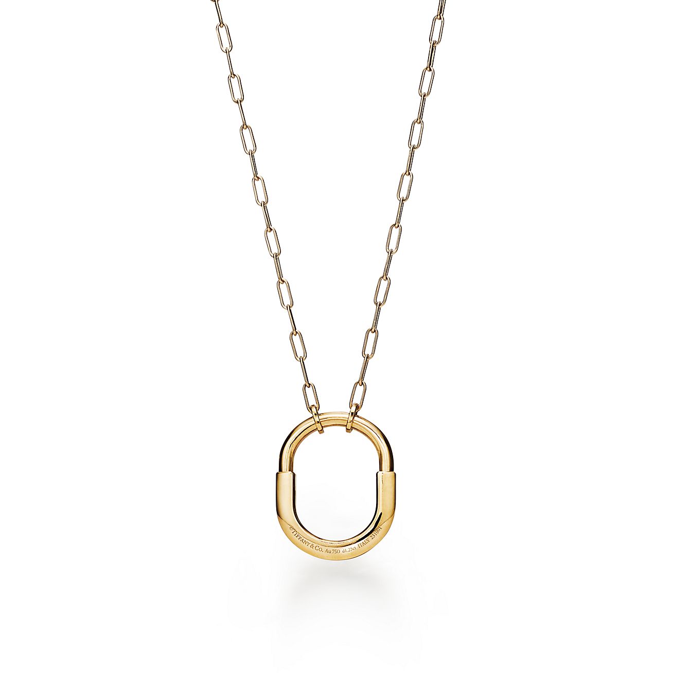 18K Tiffany Lock Pendant Pave Diamonds Necklace
