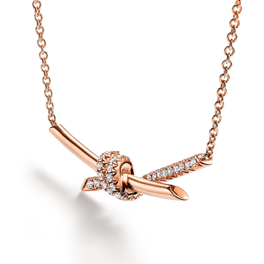 18K Tiffany Knot Pendant Diamond Necklace