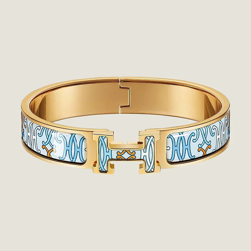 18K Clic Hermes H Lift Blue Bracelet