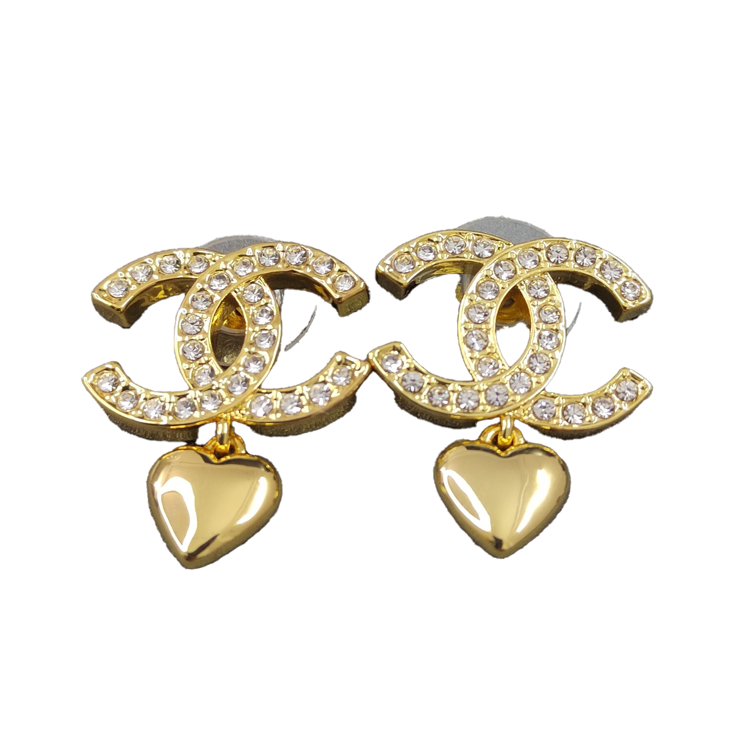 18K Classic  Chanel Diamond Heart Earrings