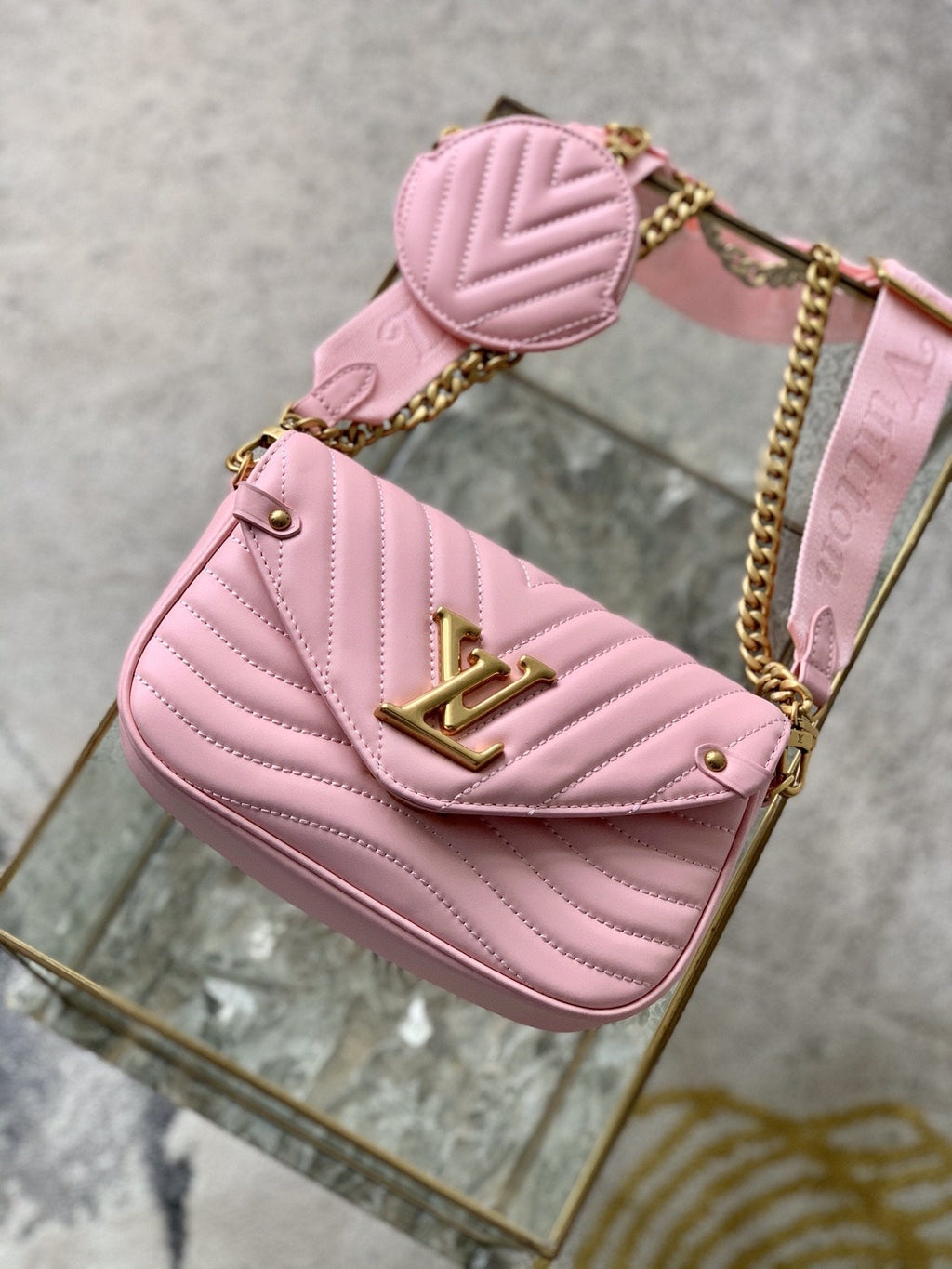 LOUIS VUITTON MULTI-POCHETTE PINK CALFKIN 19CM CROSS BODY BAG