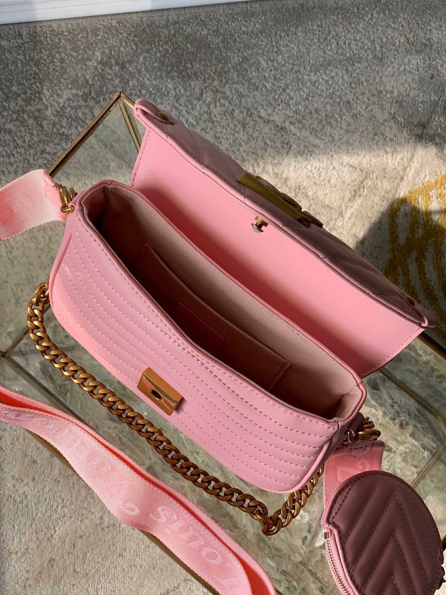LOUIS VUITTON MULTI-POCHETTE PINK CALFKIN 19CM CROSS BODY BAG