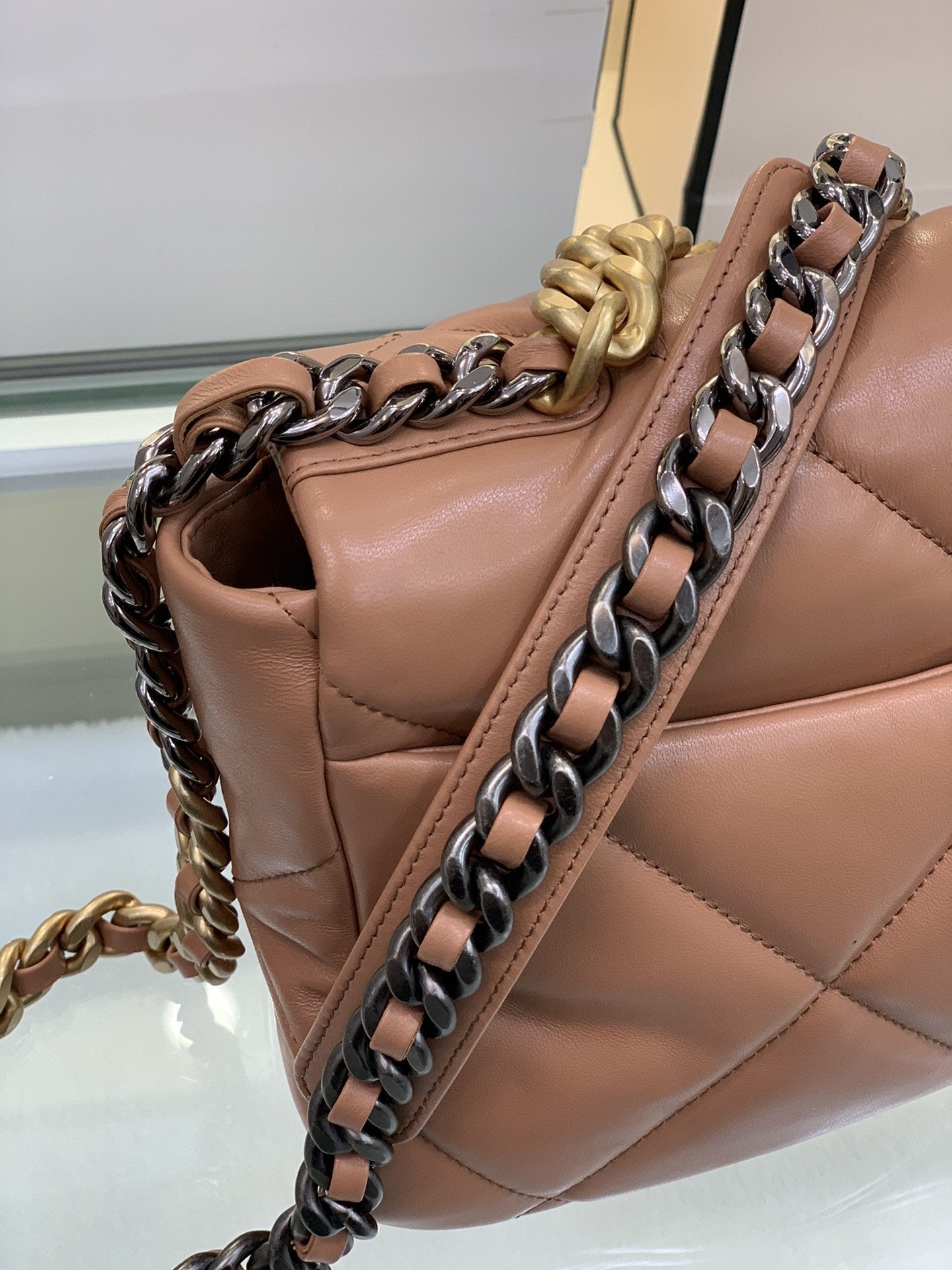 CHANEL 19 FLAP BAG 26 BROWN GOATSKIN