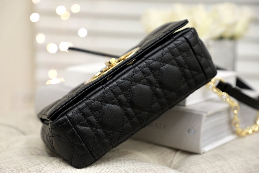 DIOR SMALL CARO BAG BALCK SUPPLE CANNAGE CALFSKIN