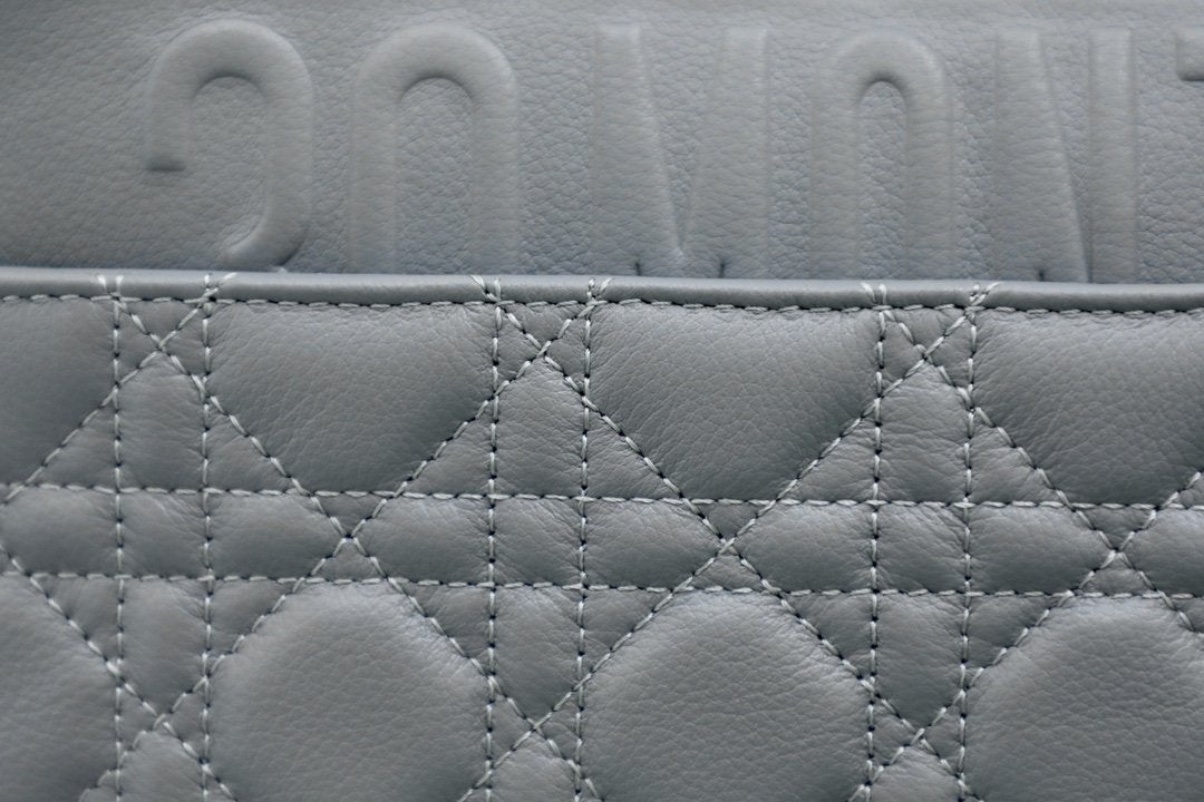 DIOR LARGE CARO BAG 28 GRAY SUPPLE CANNAGE CALFSKIN
