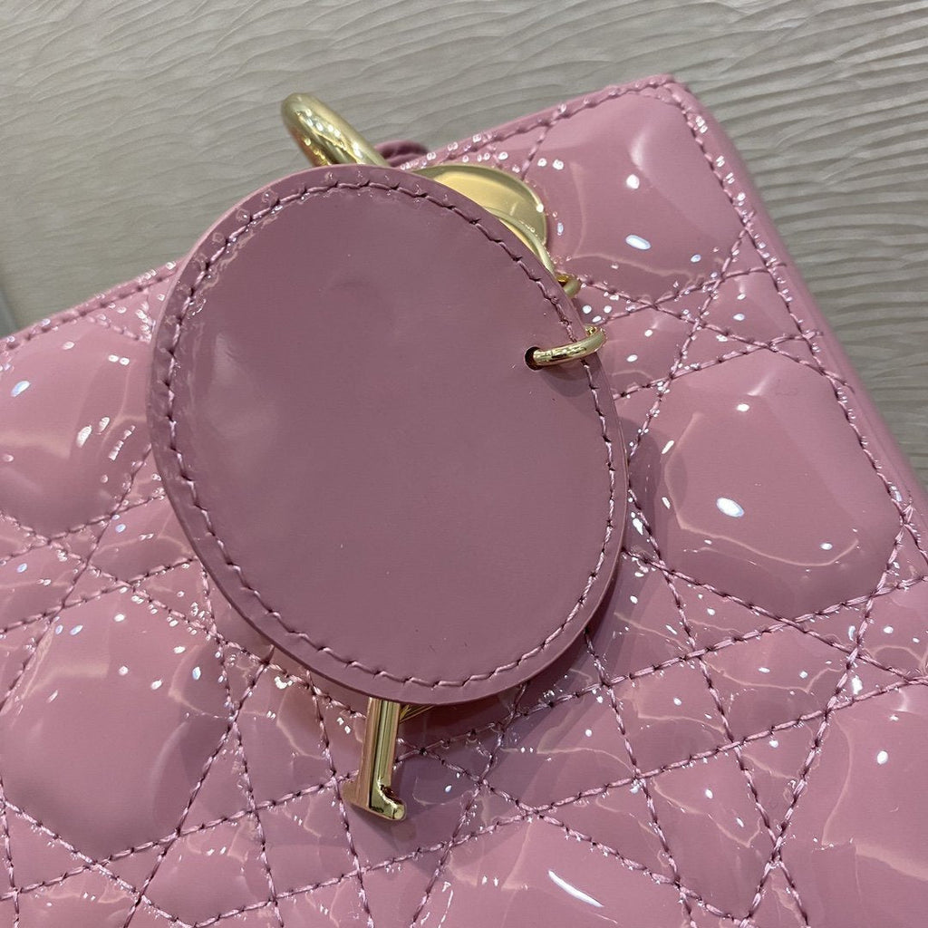 DIOR MINI LADY BAG 17 PINK PATENT CALFSKIN