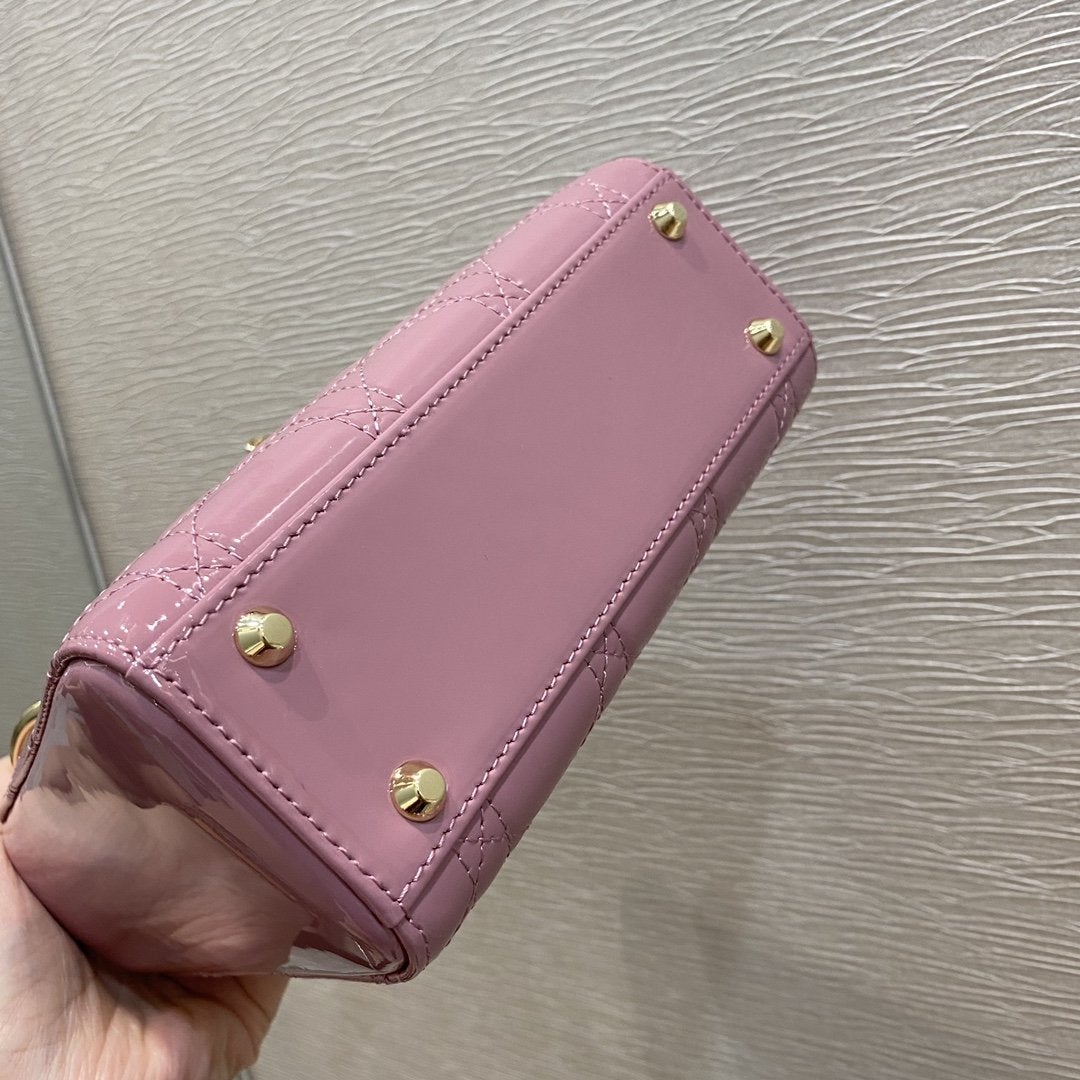 DIOR MINI LADY BAG 17 PINK PATENT CALFSKIN