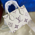 LOUIS VUITTON ONTHEGO PM 25 CREAM EMBOSSED GRAINED COWHIDE LEATHER