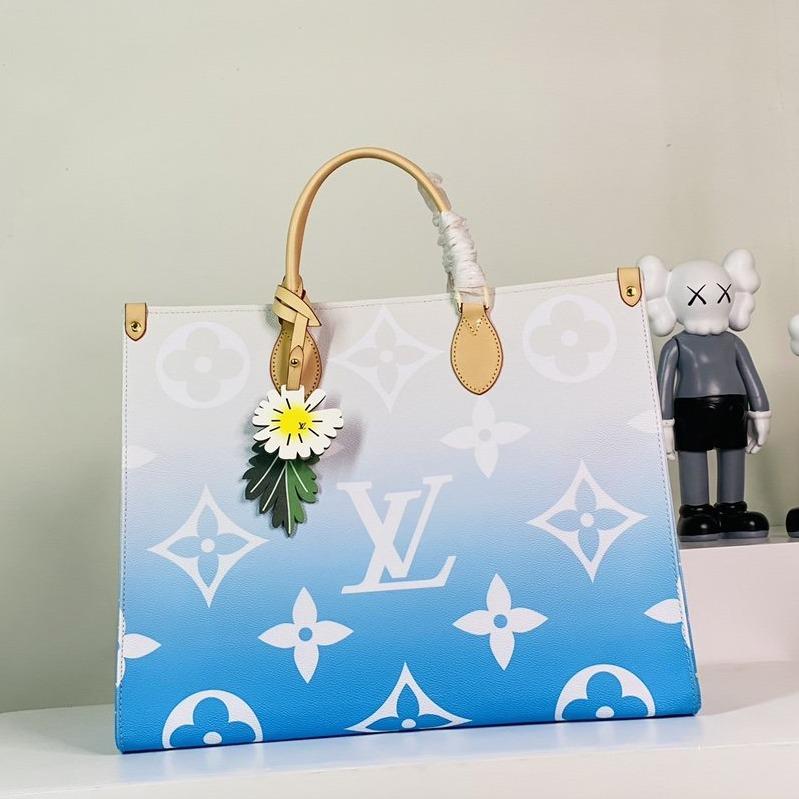 LOUIS VUITTON ONTHEGO GM 41 BLUE MONOGRAM GIANT COATED CANVAS