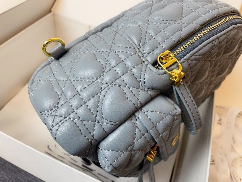 DIOR SMALL BACKPACK CLOUD BLUE CANNAGE LAMBSKIN