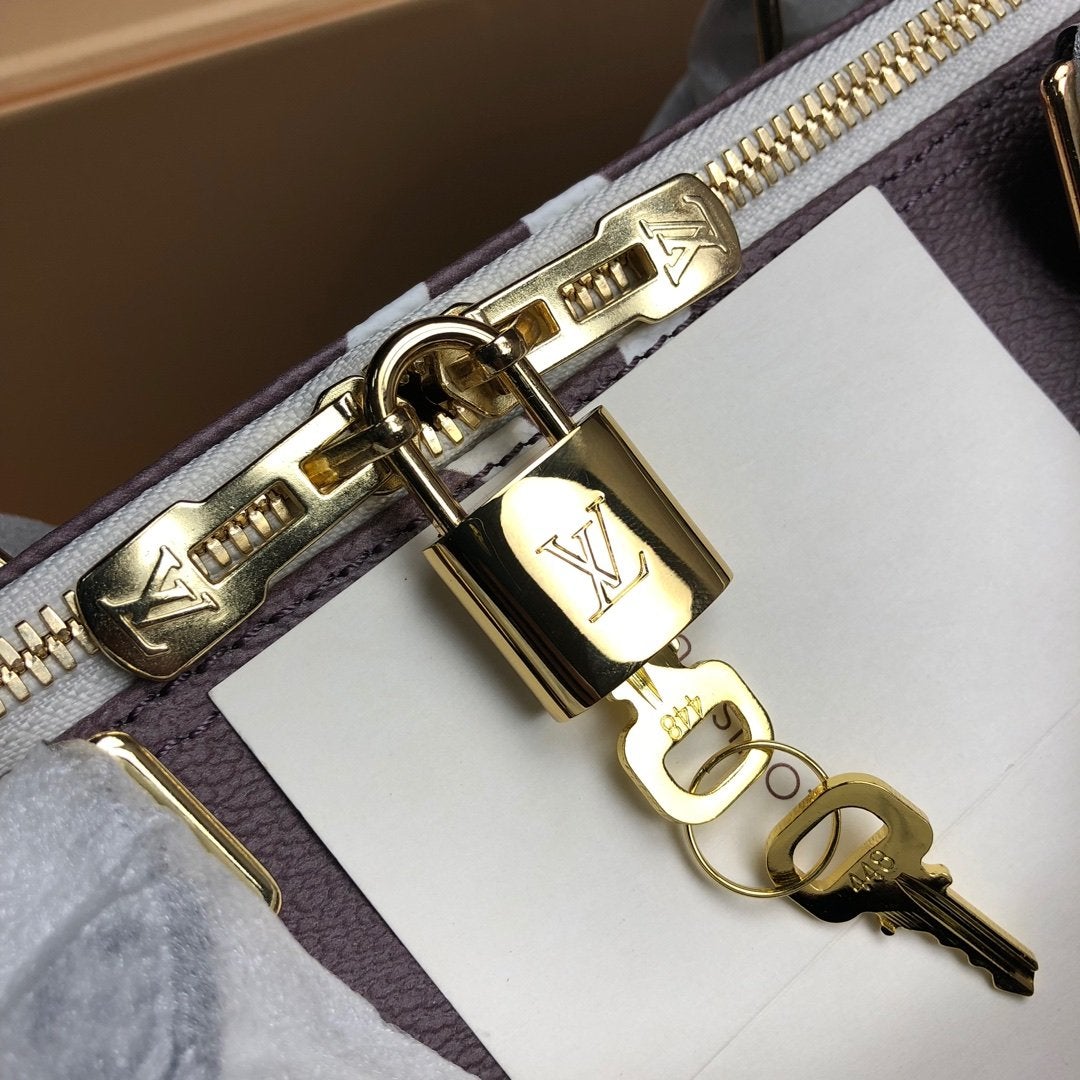 LOUIS VUITTON SPEEDY BANDOULIERE 30 BROWN WHITE GIANT MONOGRAM CANVAS