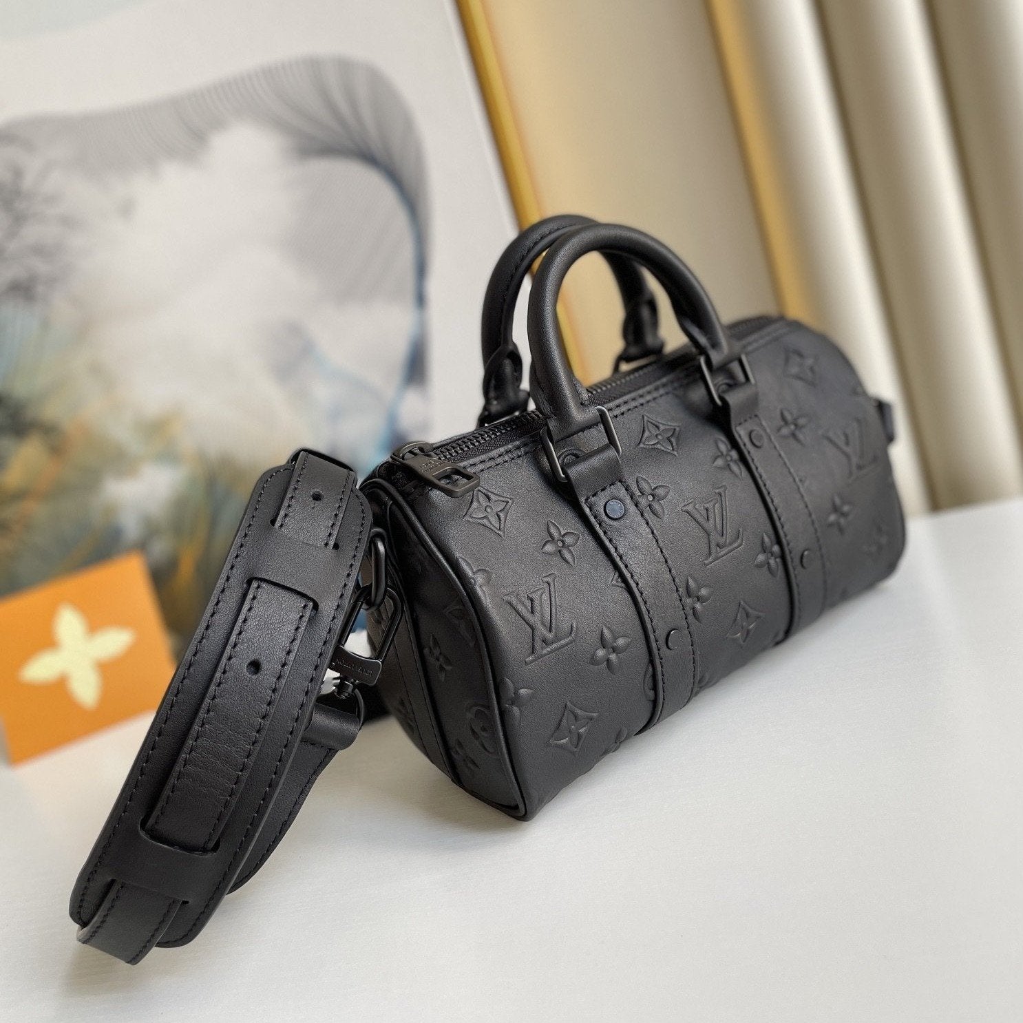 LOUIS VUITTON KEEPALL XS 21CM BLACK MONOGRAM SEAL