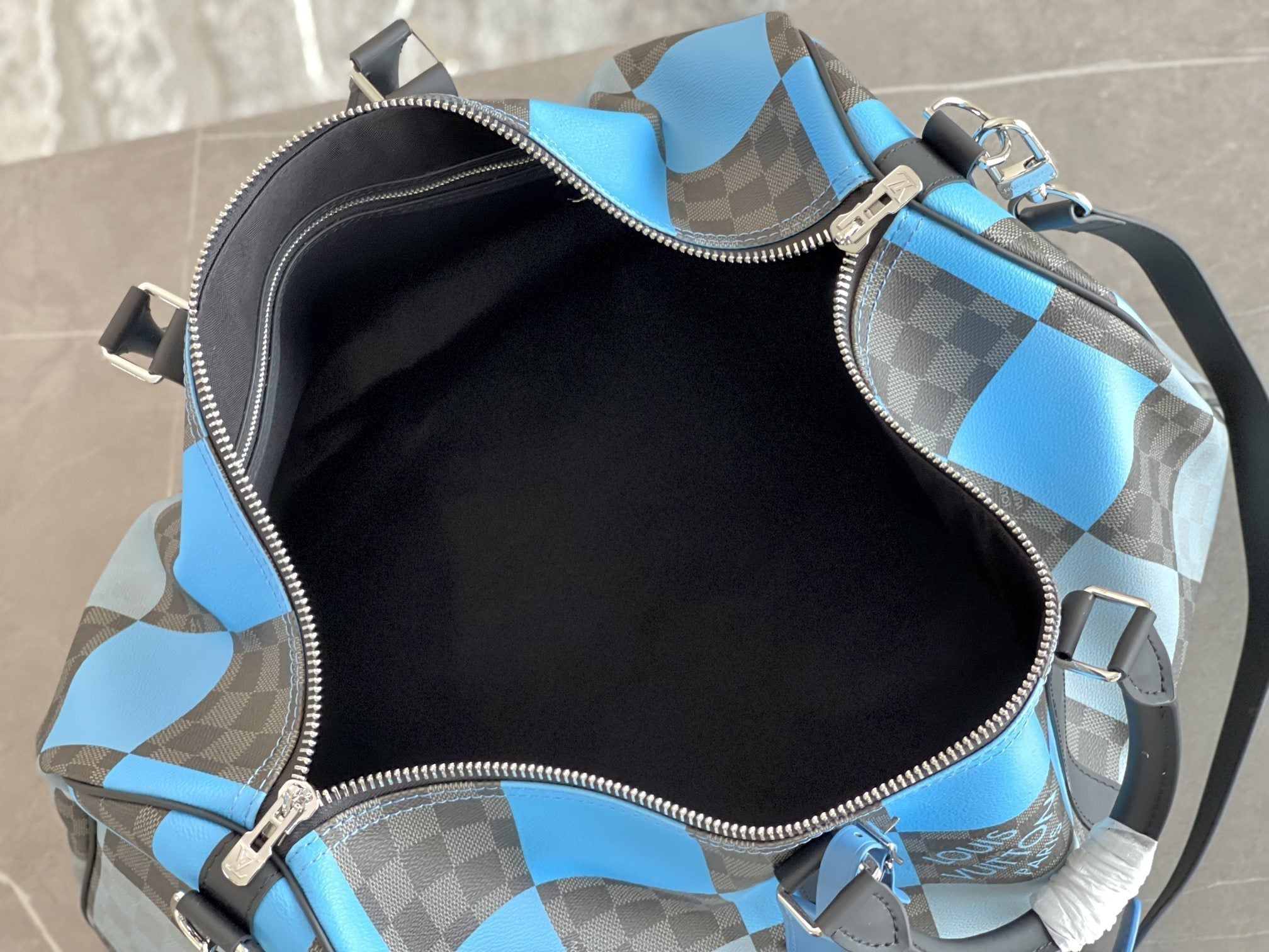 LOUIS VUITTON KEEPALL 50 BANDOULIERE BLUE DAMIER GRAPHITE