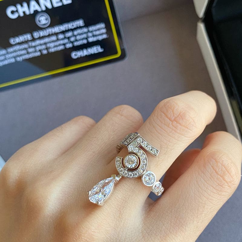 18K  Chanel Diamond No.5 Drop Ring