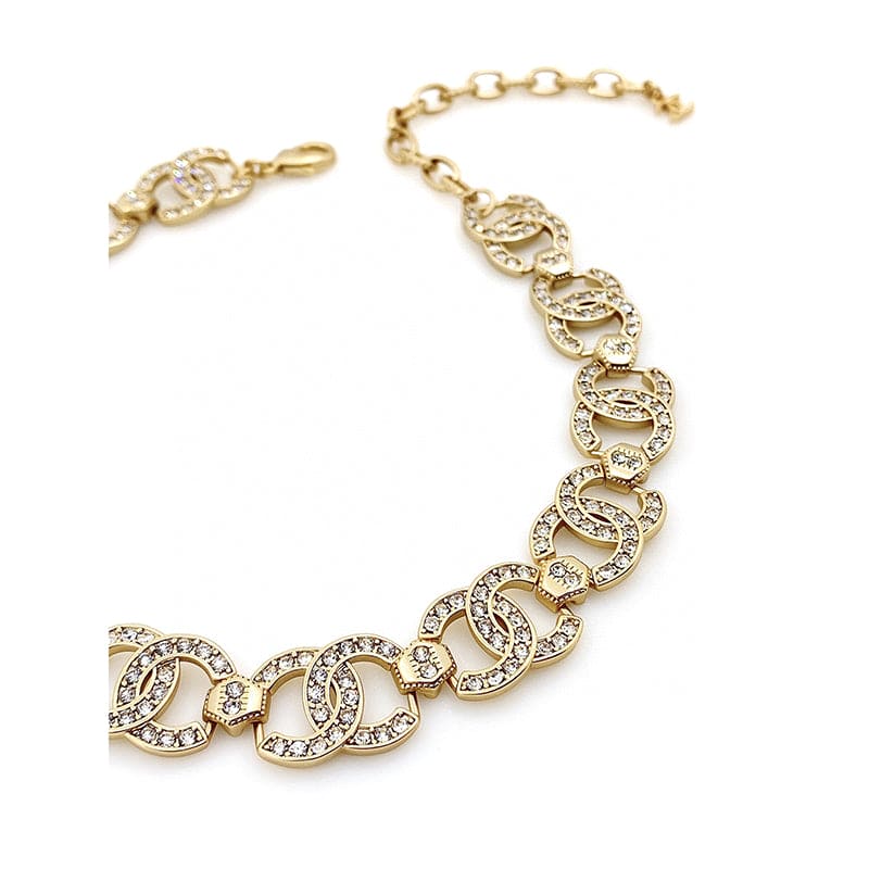 18K Rhinestone 2021  Chanel Interlocking Choker Necklace