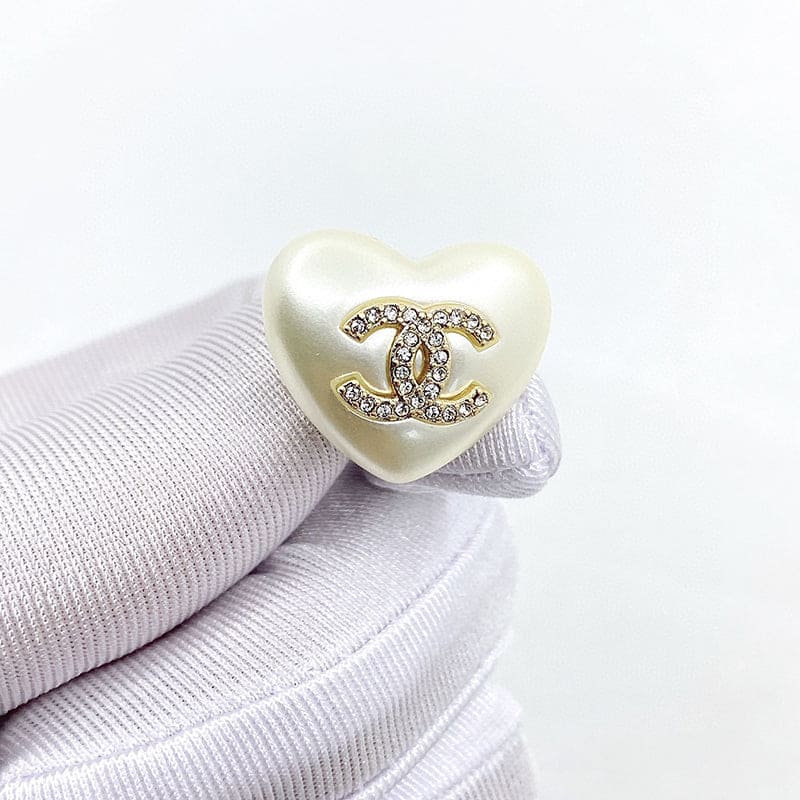 18K  Chanel Pearl Heart Earrings