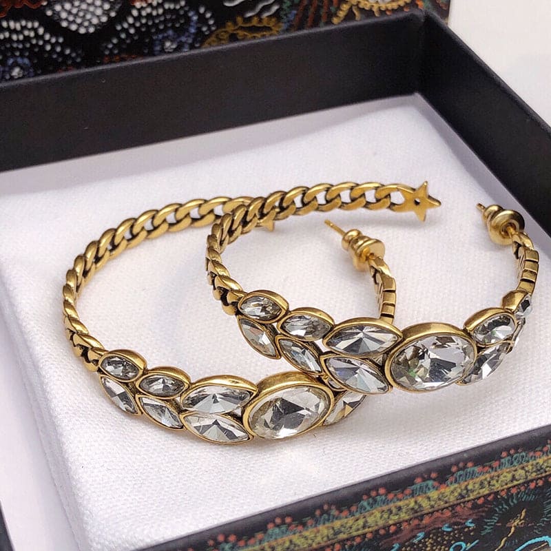 18K Dior Vintage Crystals Earrings