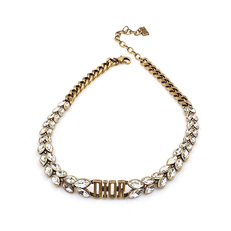 18K Dior Revolution Crystals Gold Tone Choker Necklace