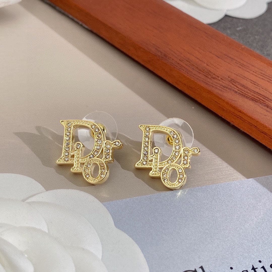 18K Dior Rhinestone Vintage Earrings