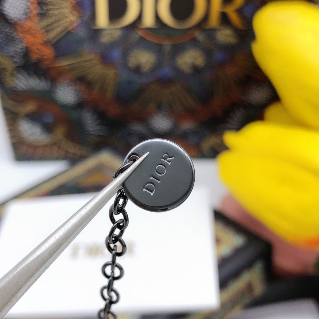 18K Dior Black Crystal Beads Necklace