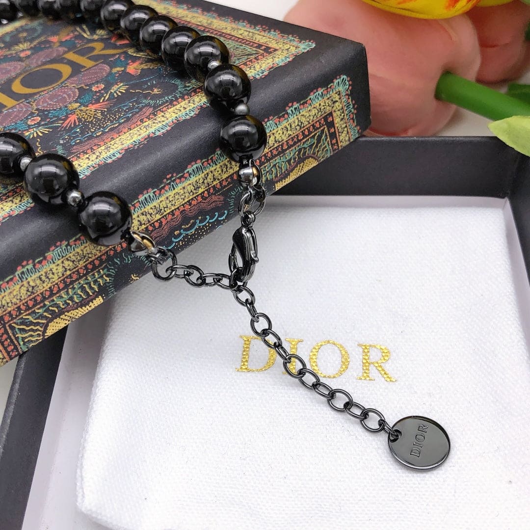 18K Dior Black Crystal Beads Necklace