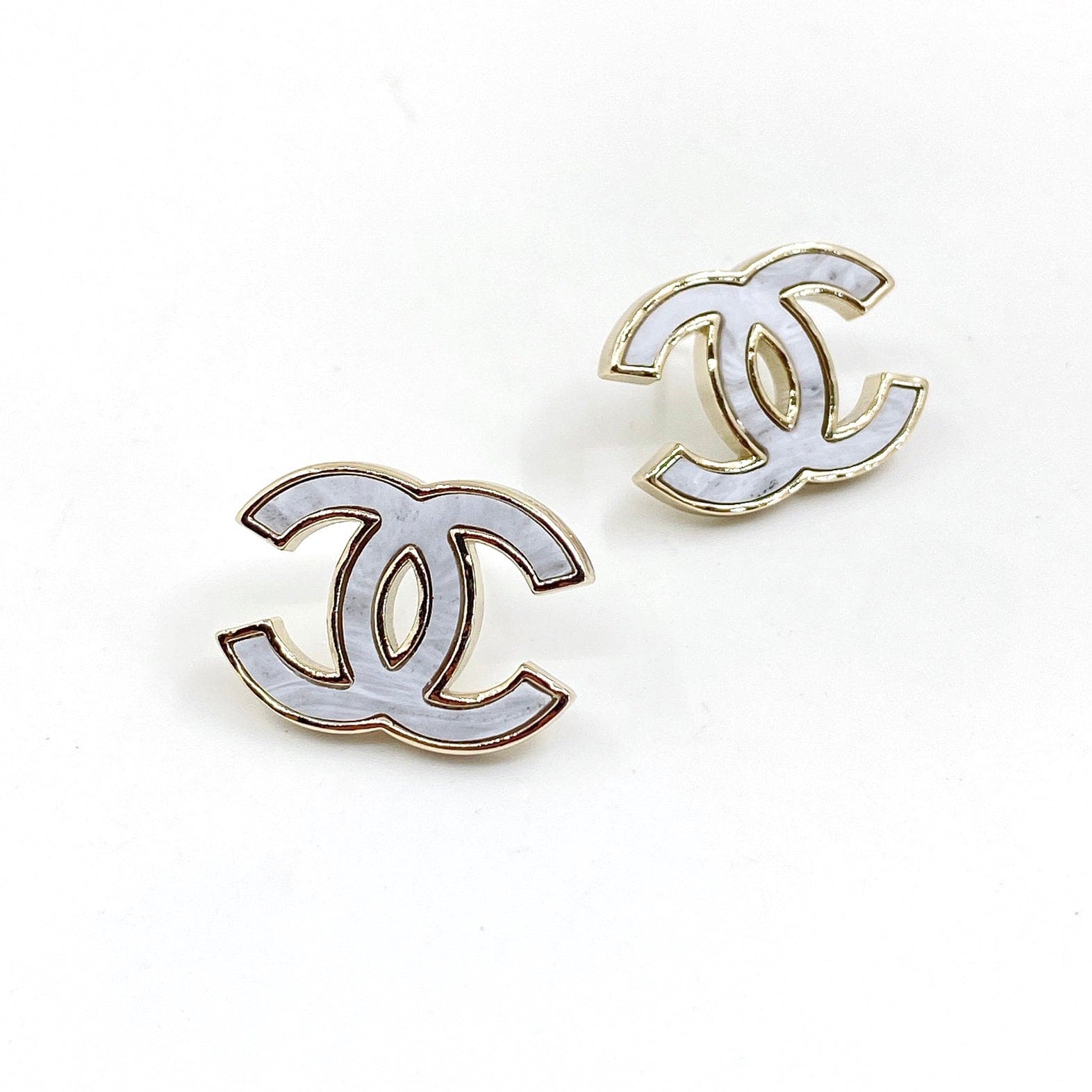 18K  Chanel Marble Earrings