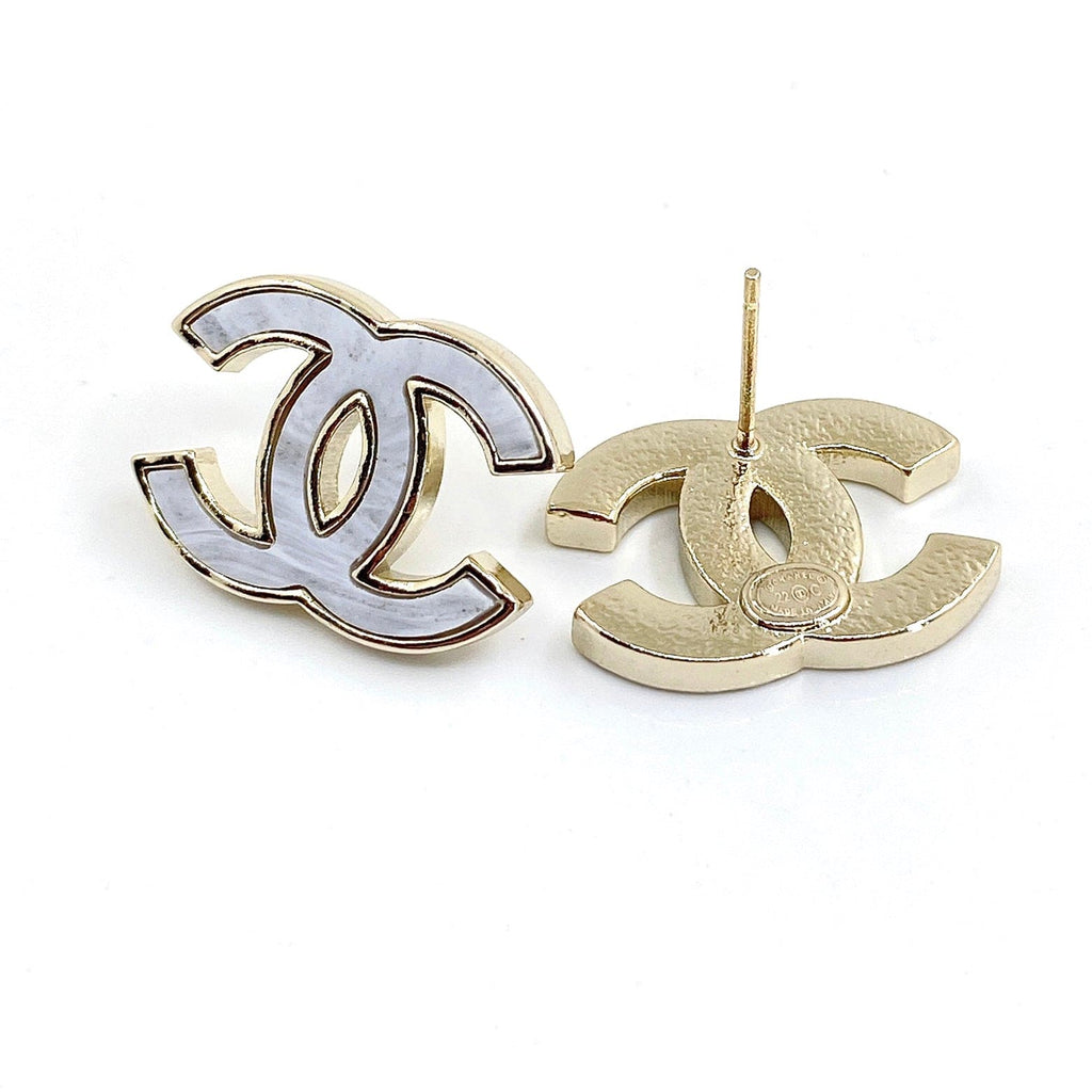 18K  Chanel Marble Earrings